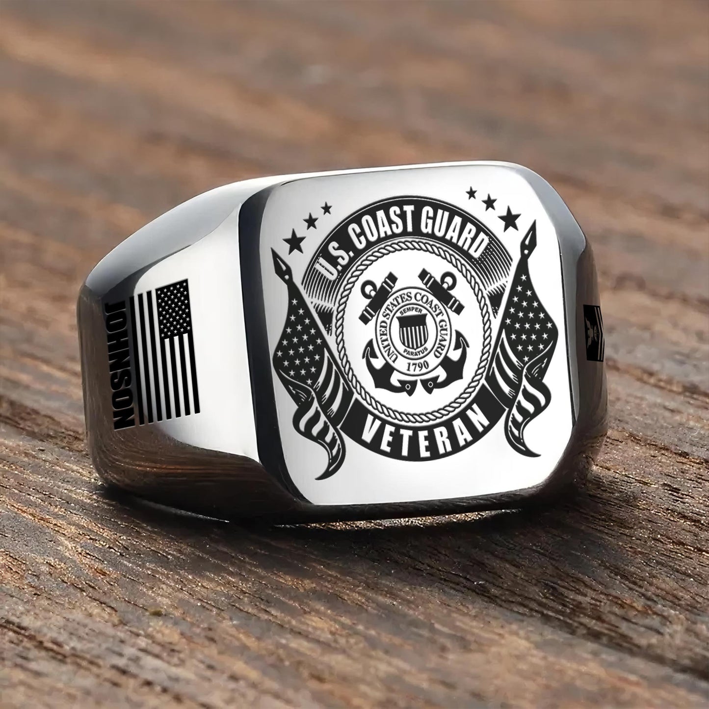 US Coast Guard – Engraved Men's Ring – Veteran Honor Signet