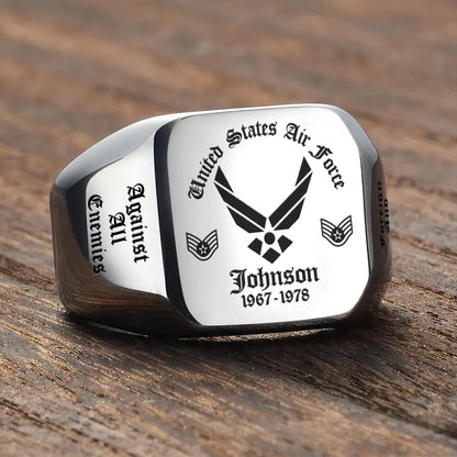 US Air Force – Engraved Men's Ring – Custom Military Crest