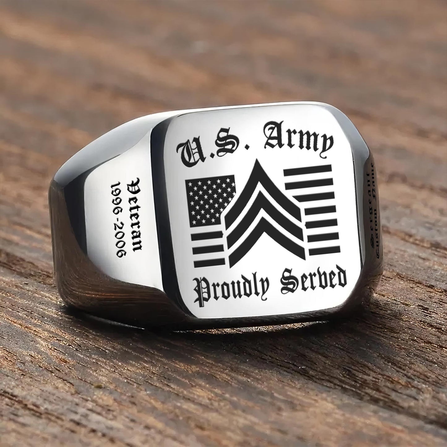 US Army – Engraved Men's Ring – Proud Service Crest