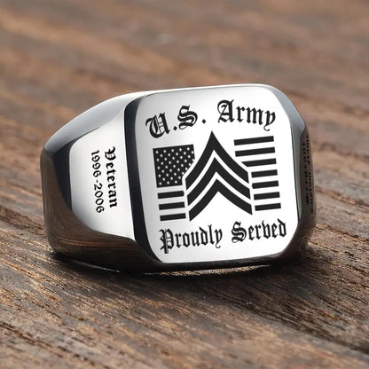 US Army – Engraved Men's Ring – Proud Service Crest