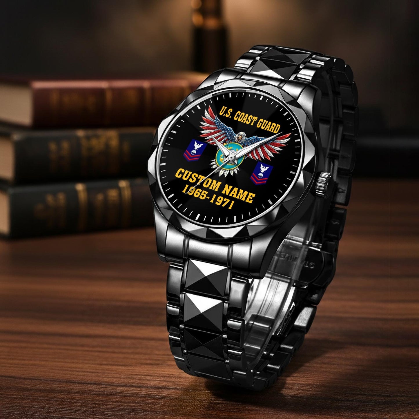 US Coast Guard – Diamond-Cut Bezel Watch – Eagle Honor Dial