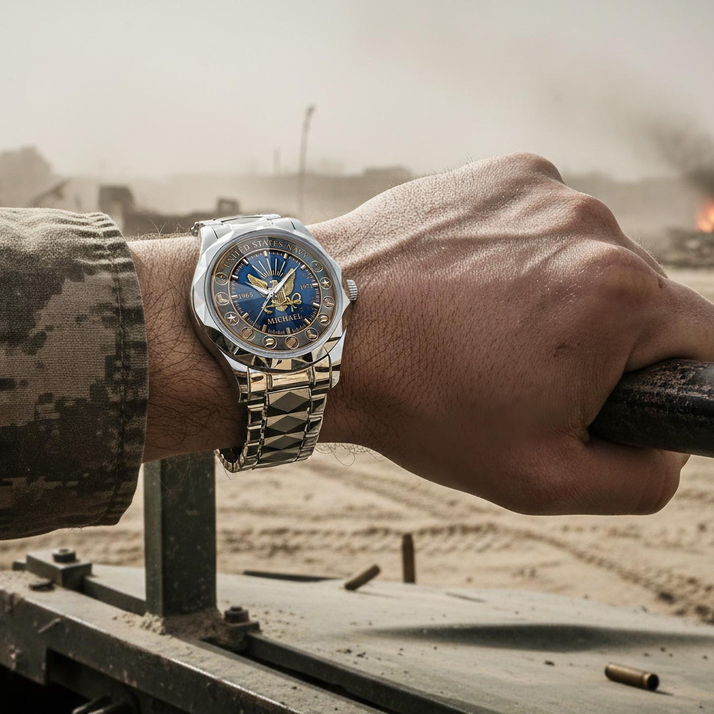 US Navy – Diamond-Cut Bezel Watch – Patriot Guardian Dial