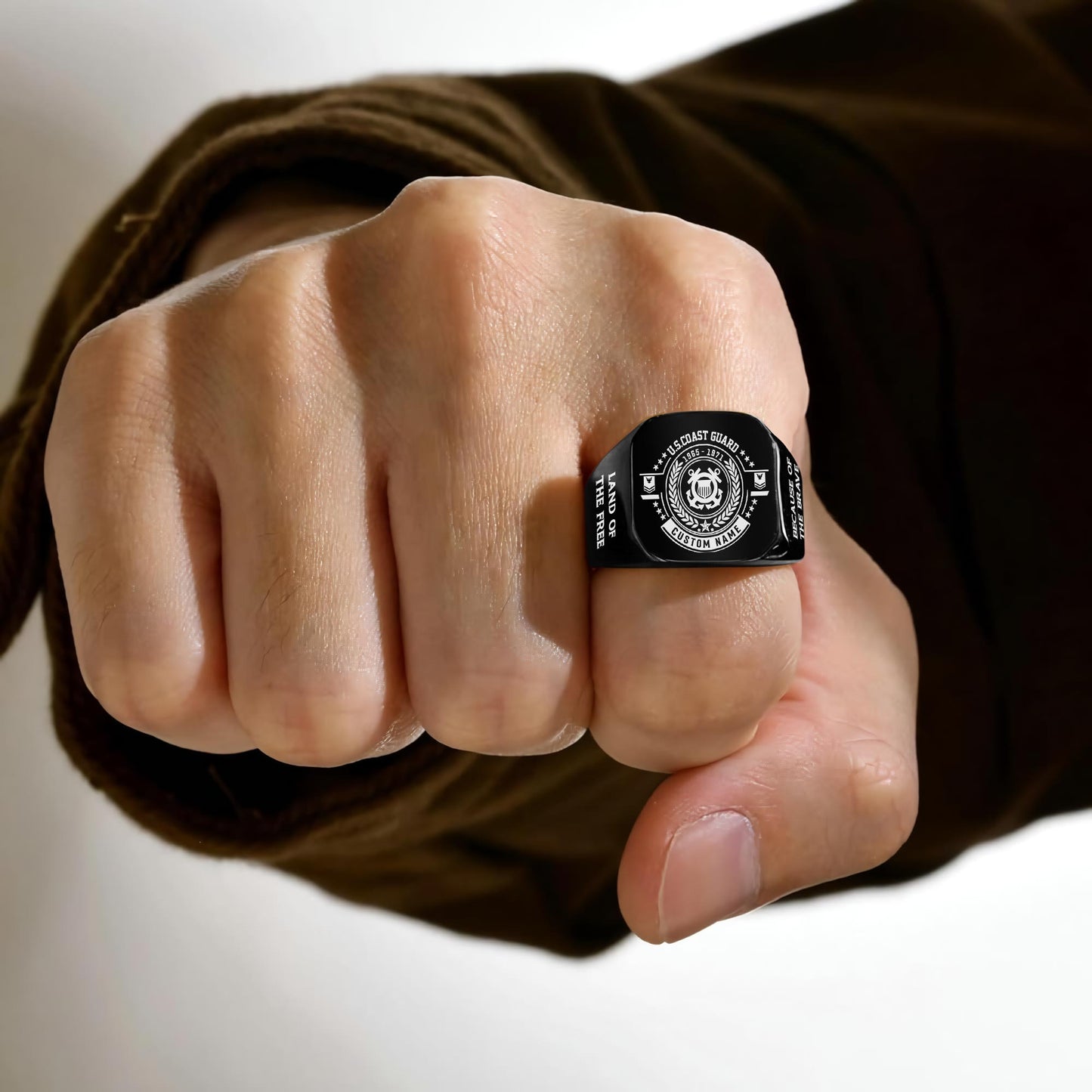 US Coast Guard – Engraved Men's Ring – Motto Legacy Signet