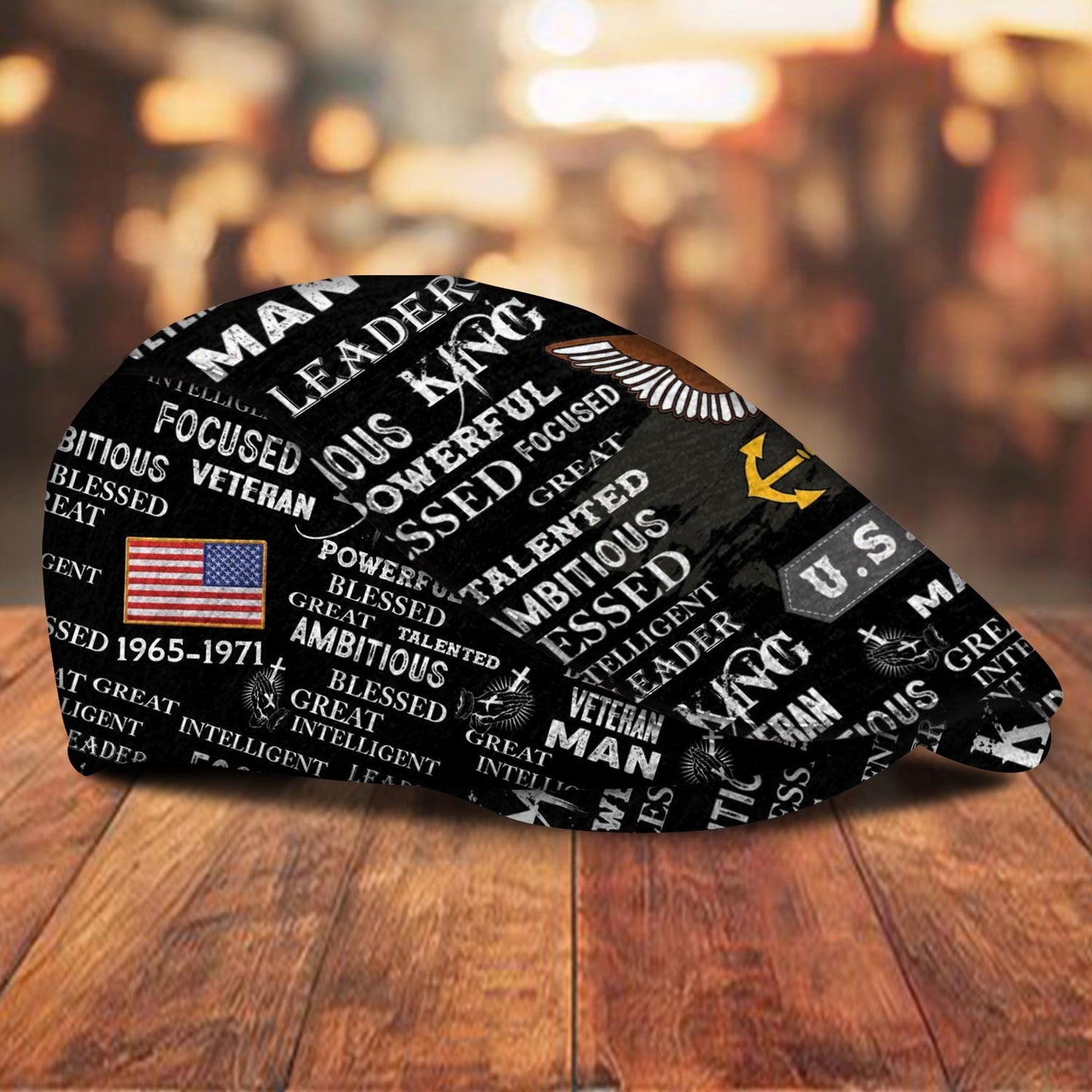 Custom U.S. Navy Jeff Cap –  Anchor & Motto Typography Design