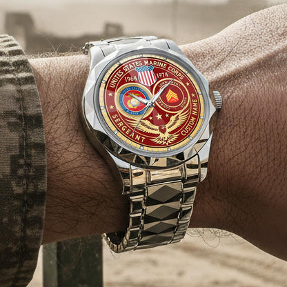 US Marine Corps – Diamond-Cut Bezel Watch – Forever Service Crest