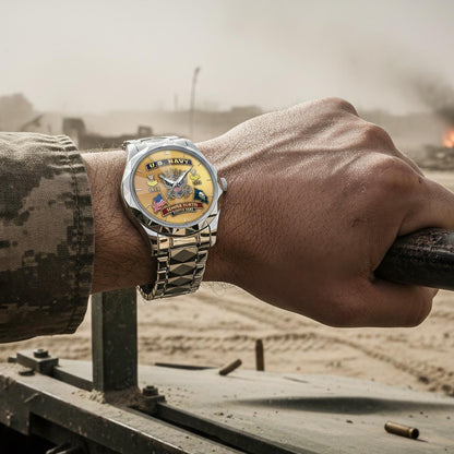 US Navy – Diamond-Cut Bezel Watch – Golden Heritage Crest