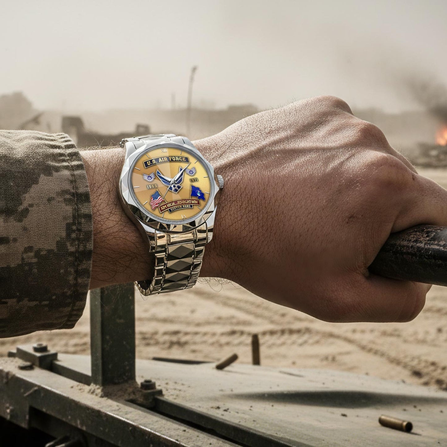 US Air Force – Diamond-Cut Bezel Watch – Golden Heritage Crest