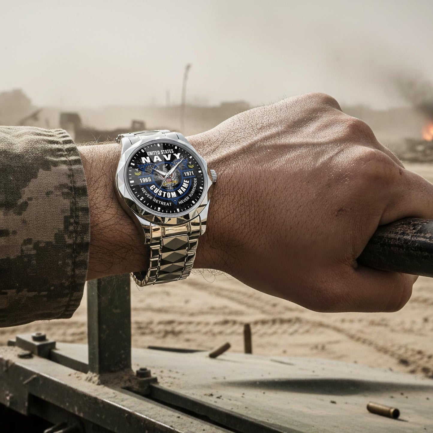 US Navy – Diamond-Cut Bezel Watch – Commemorative Valor Dial