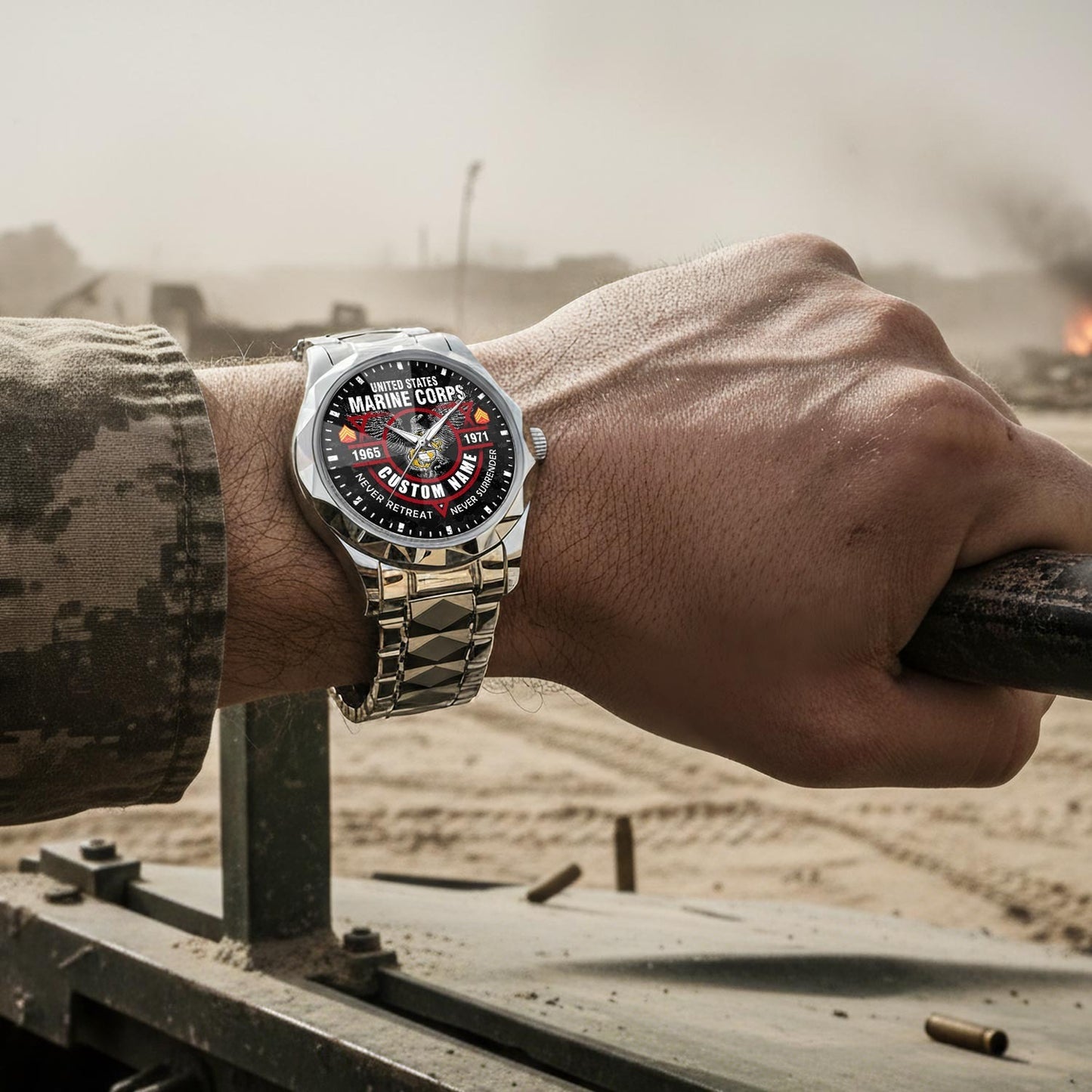 US Marine Corps – Diamond-Cut Bezel Watch – Commemorative Valor Dial