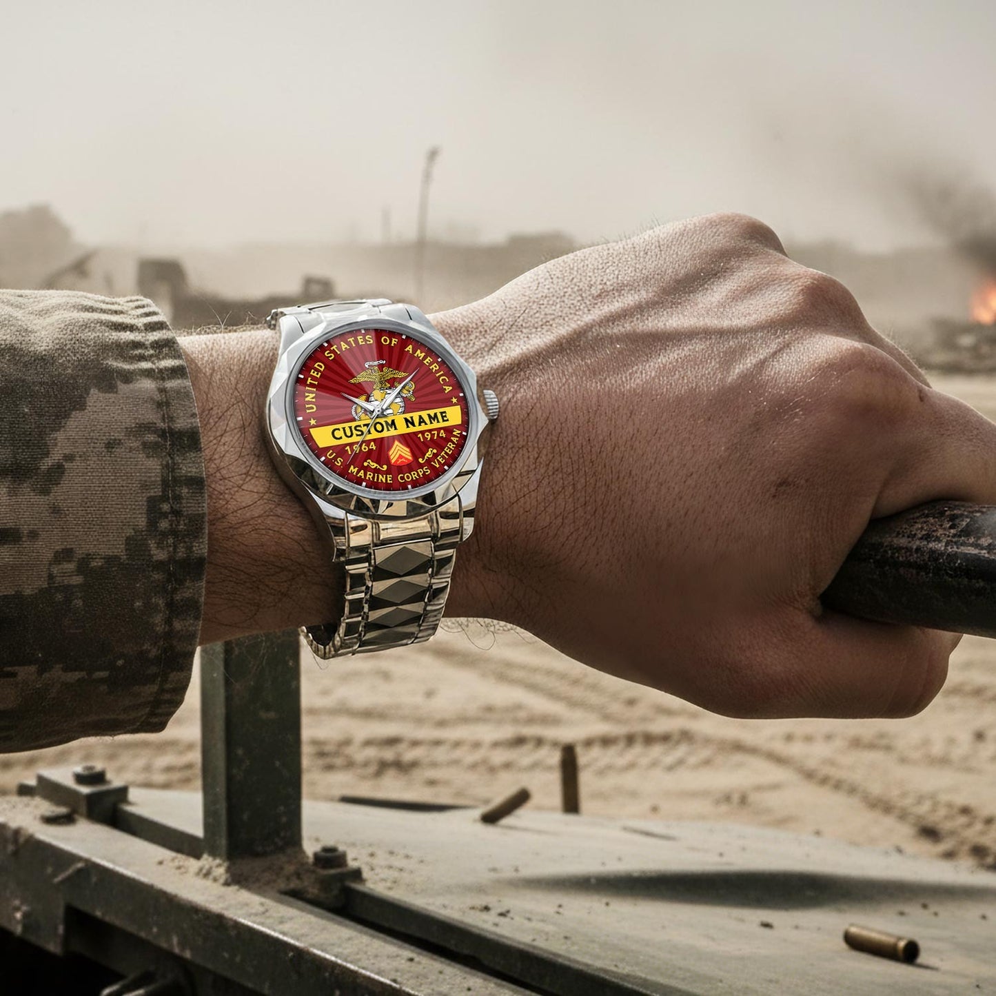 US Marine Corps – Diamond-Cut Bezel Watch – Liberty Star Crest