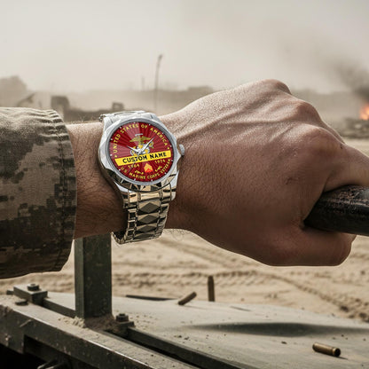 US Marine Corps – Diamond-Cut Bezel Watch – Liberty Star Crest