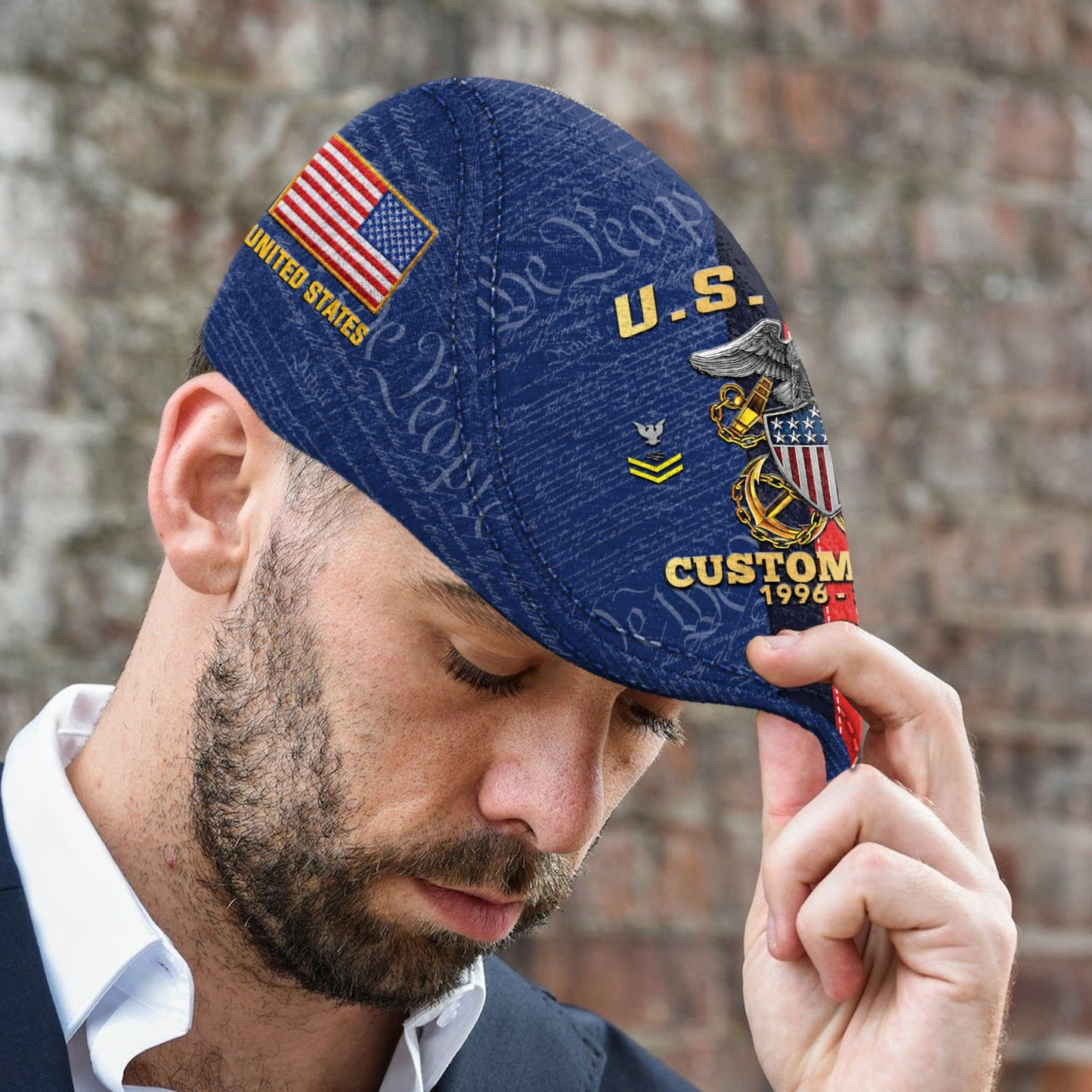 Custom U.S. Navy Jeff Cap –  Stripe Eagle Cap