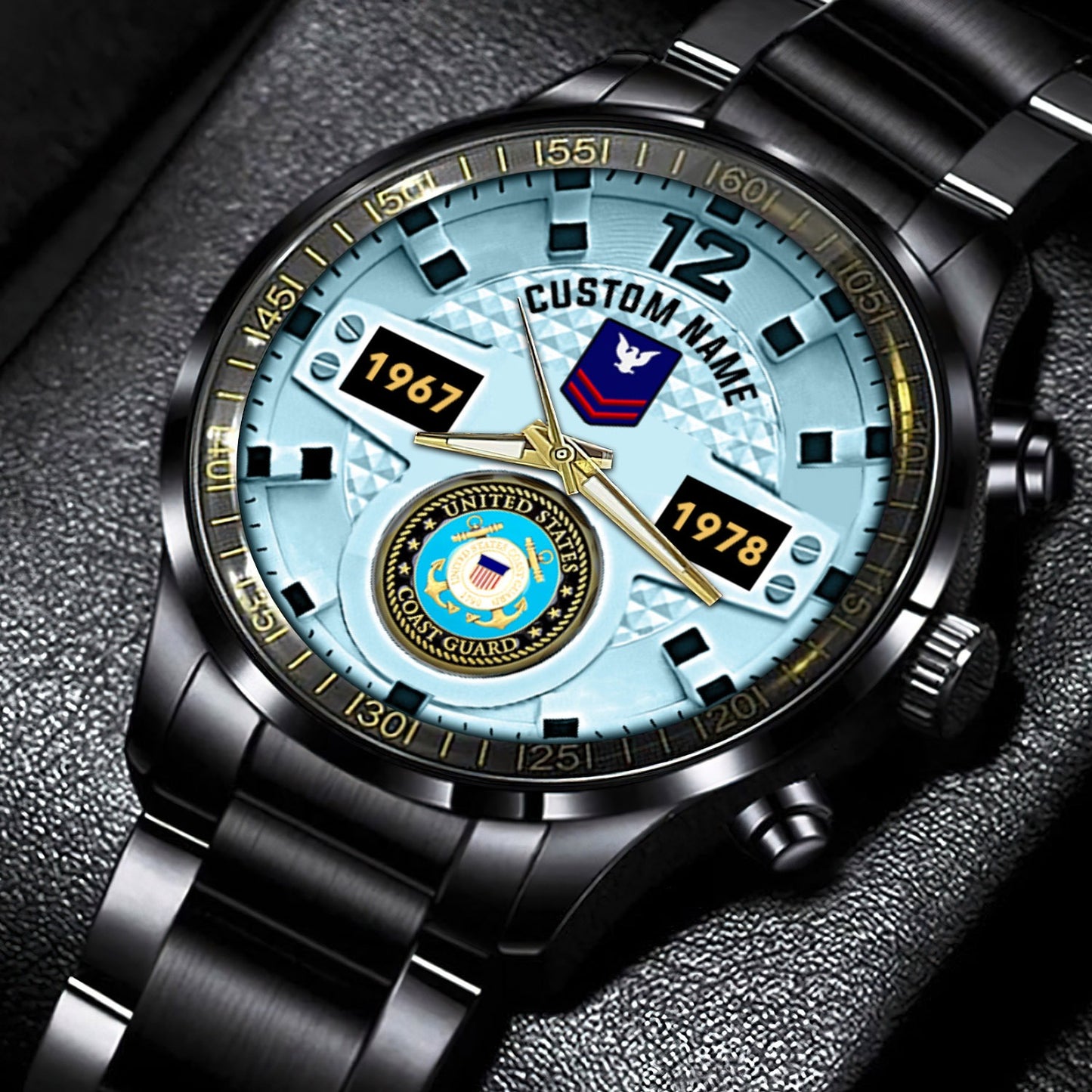 US Coast Guard – Diamond-Cut Bezel Watch – Eagle Honor Timepiece