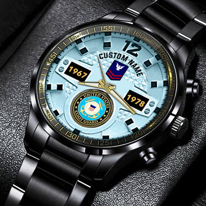 US Coast Guard – Diamond-Cut Bezel Watch – Eagle Honor Timepiece