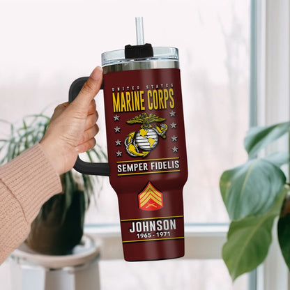 US Marine Corps – Tumbler 40oz - Warrior Silhouette Graphic