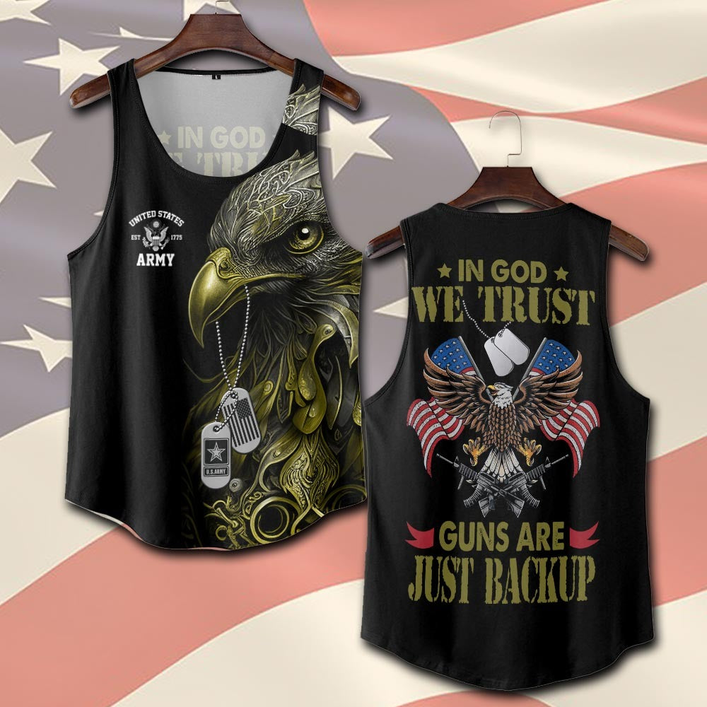 U.S Army – T-shirt – IN GOD WE TRUST-GUNS ARE JUST BACKUP