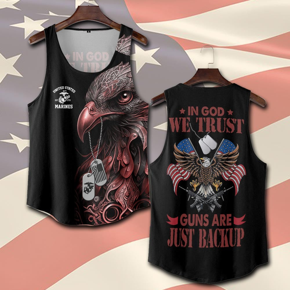 U.S Marine Corps – T-shirt – IN GOD WE TRUST-GUNS ARE JUST BACKUP