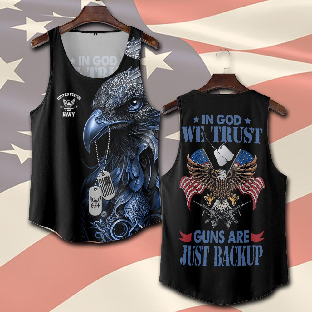 U.S Navy – T-shirt – IN GOD WE TRUST-GUNS ARE JUST BACKUP