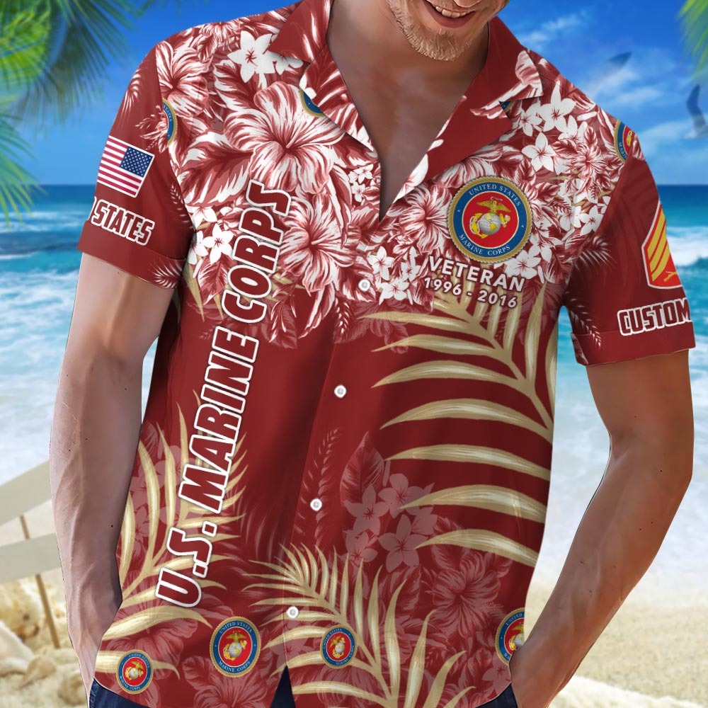 US Marine Corps – Hawaiian Shirt – Floral Hawaiian