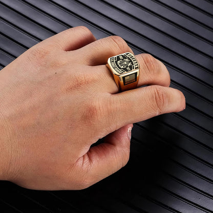 US Coast Guard – Engraved Men's Ring –  Veteran Black Shield