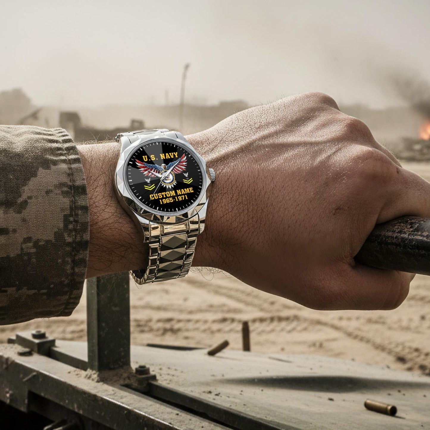 US Navy – Diamond-Cut Bezel Watch – Eagle Honor Dial