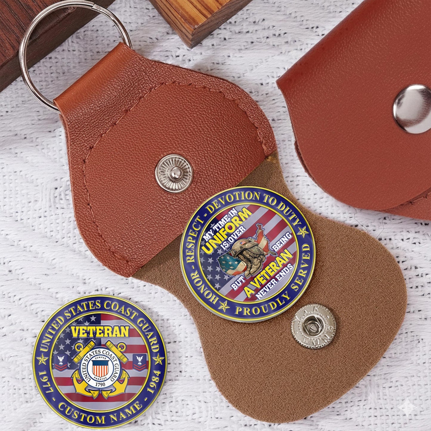 US Coast Guard – Military Printed Challenge Coin – Patriot Flag Veteran Coin
