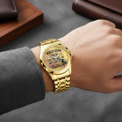 US Navy – Diamond-Cut Bezel Watch – Golden Heritage Crest