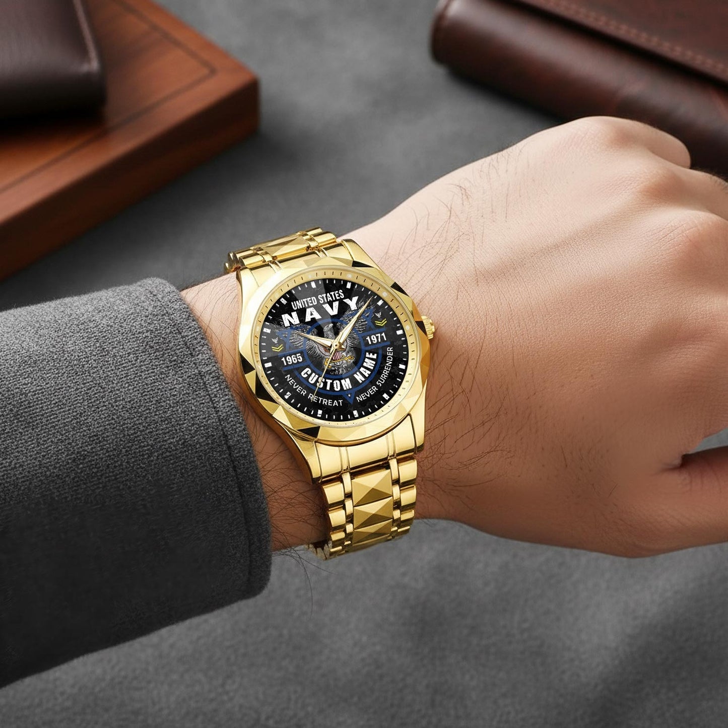 US Navy – Diamond-Cut Bezel Watch – Commemorative Valor Dial