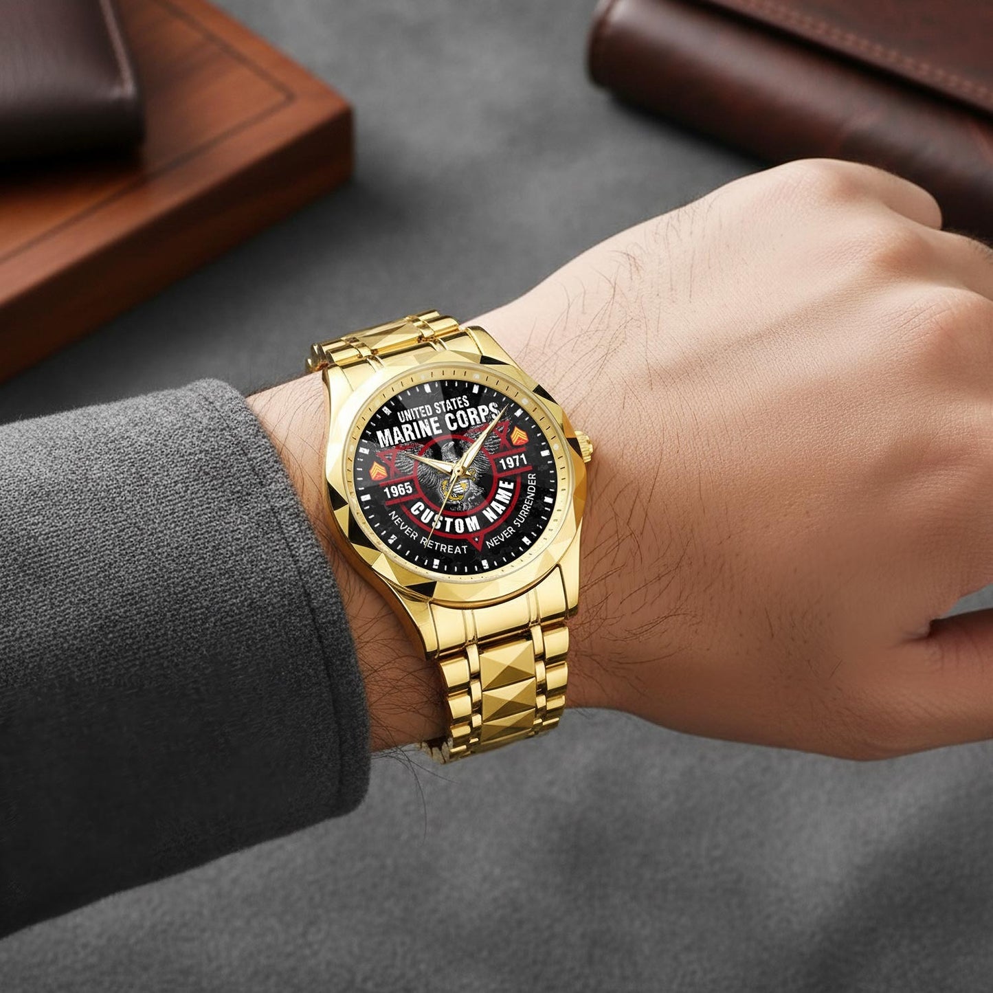 US Marine Corps – Diamond-Cut Bezel Watch – Commemorative Valor Dial