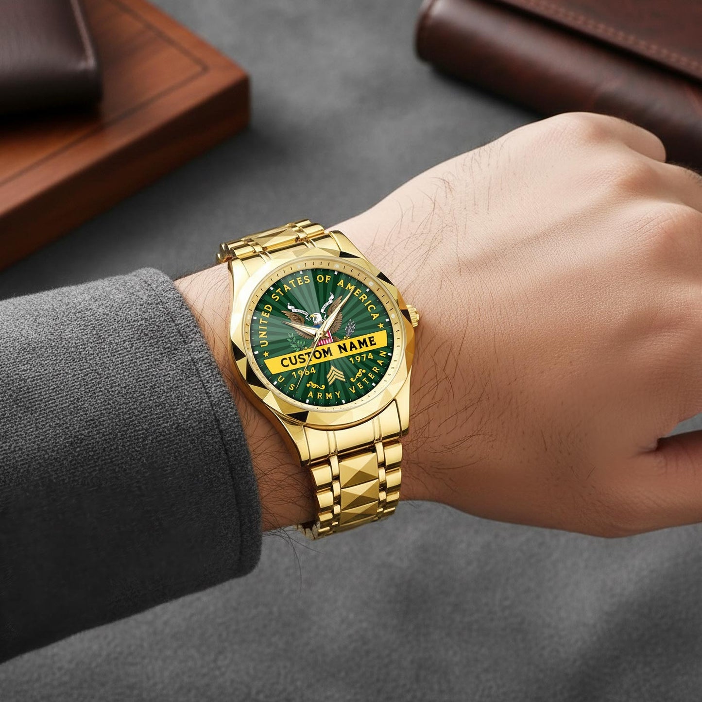 US Army – Diamond-Cut Bezel Watch – Liberty Star Crest