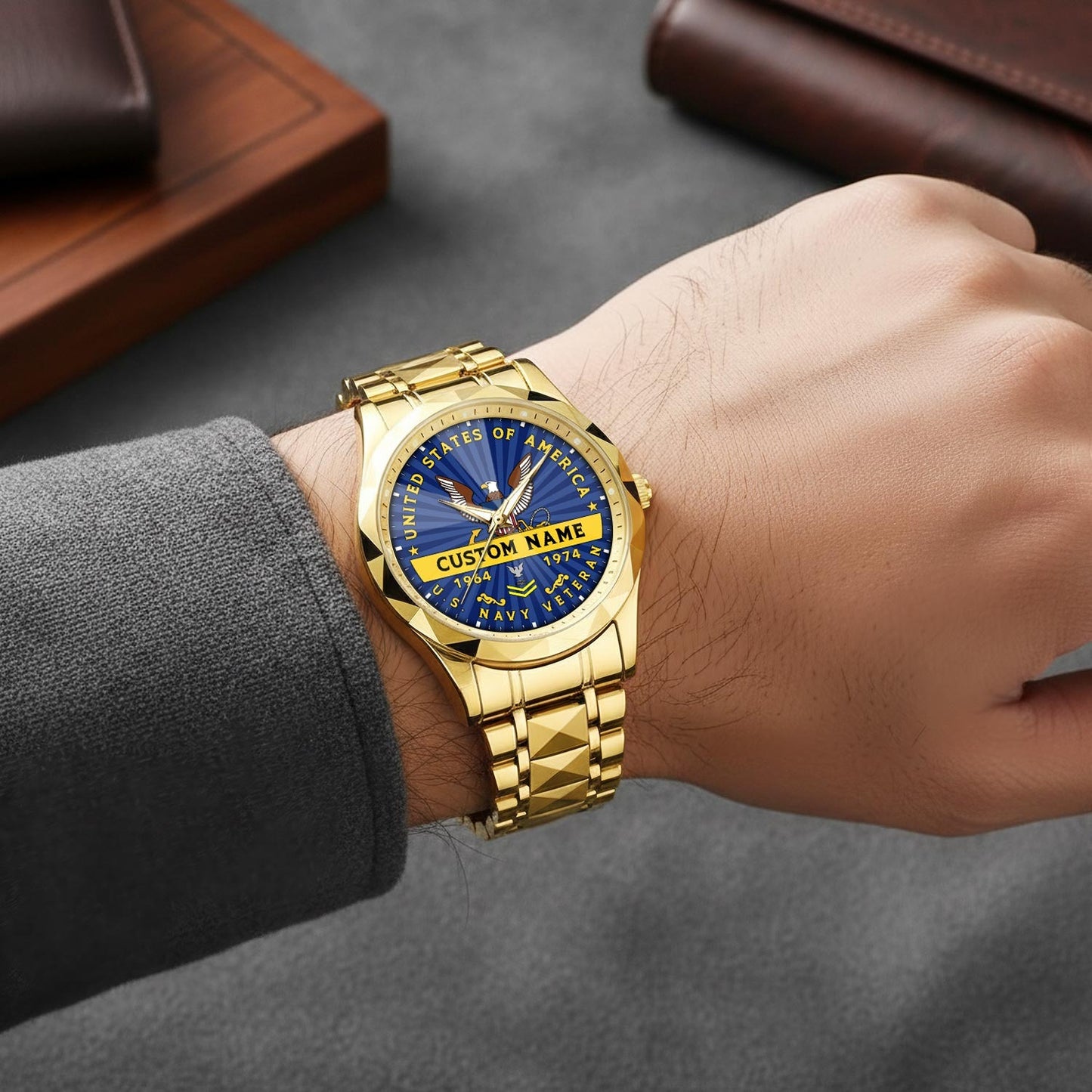 US Navy – Diamond-Cut Bezel Watch – Liberty Star Crest