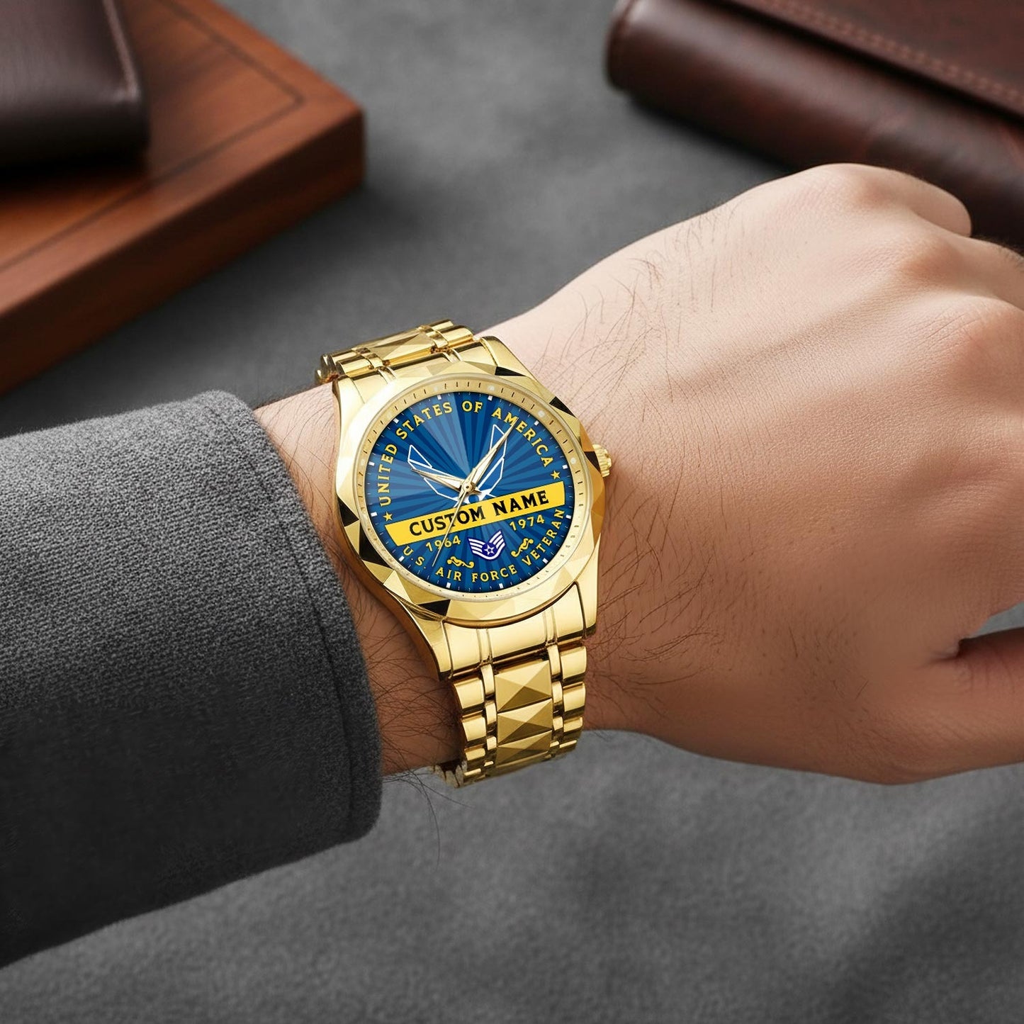 US Air Force – Diamond-Cut Bezel Watch – Liberty Star Crest