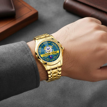 US Coast Guard – Diamond-Cut Bezel Watch – Liberty Star Crest