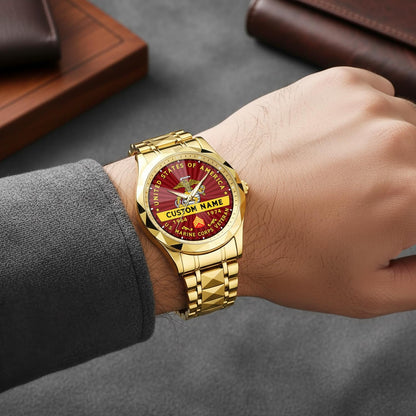 US Marine Corps – Diamond-Cut Bezel Watch – Liberty Star Crest