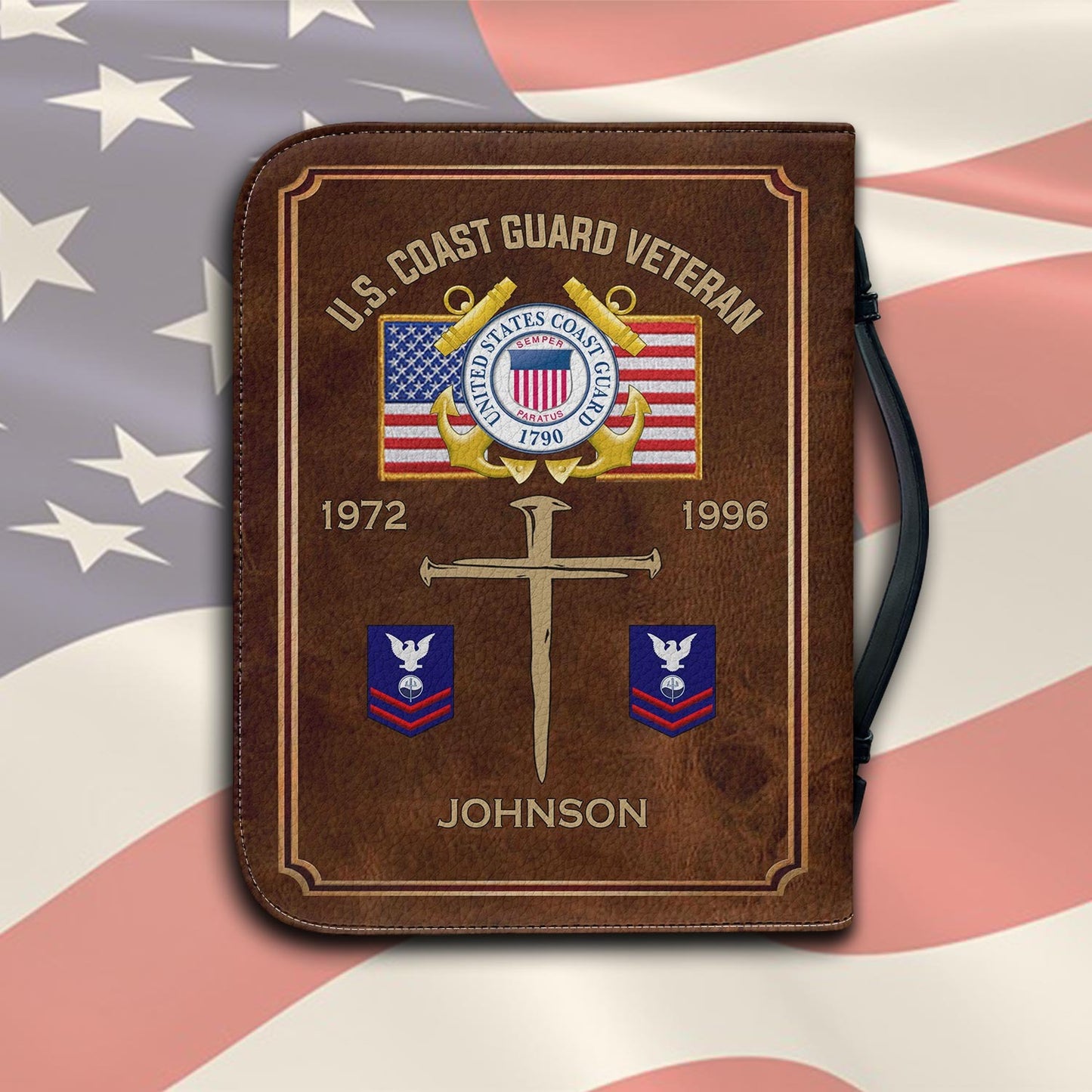 US Coast Guard – Bible Cover – Veteran Faith Cross