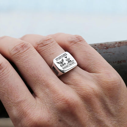 US Navy – Engraved Men's Ring – Custom Rank Memorial Design
