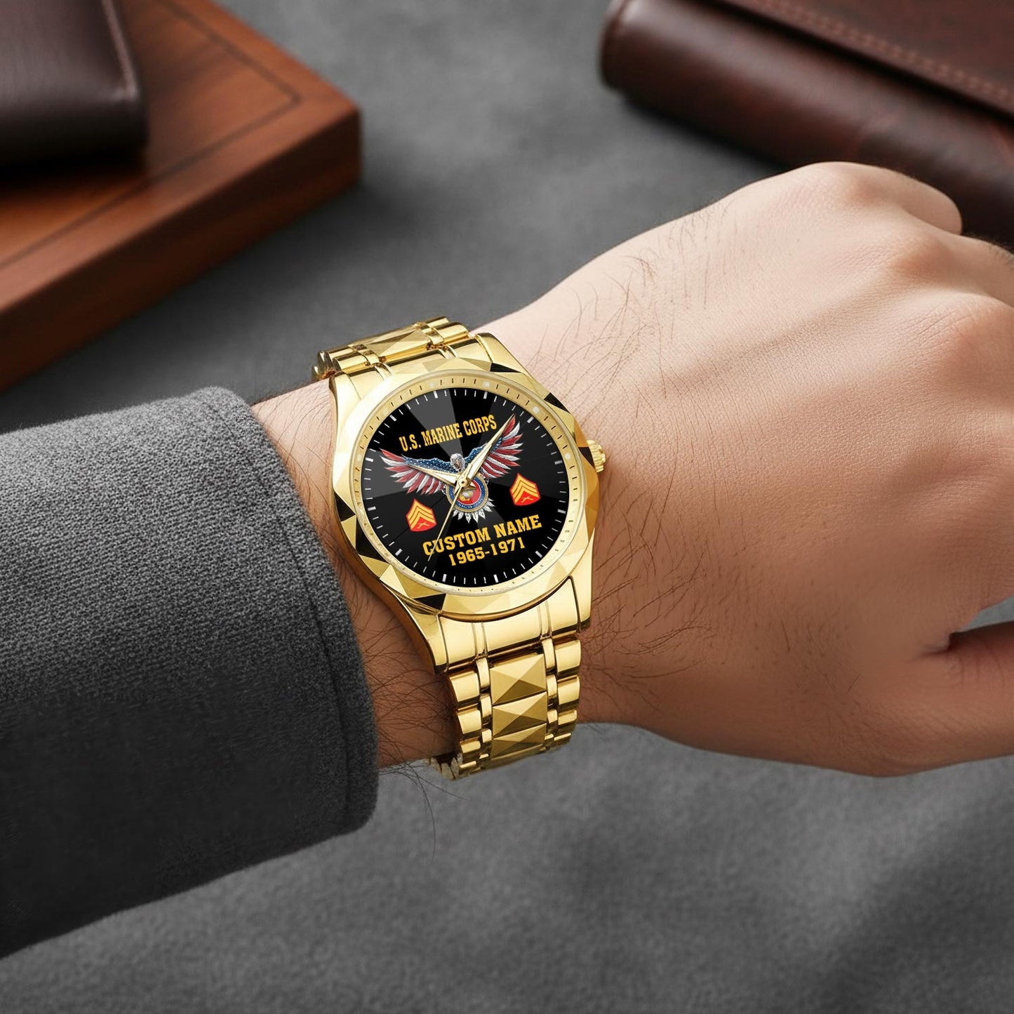 US Marine Corps – Diamond-Cut Bezel Watch – Eagle Honor Dial