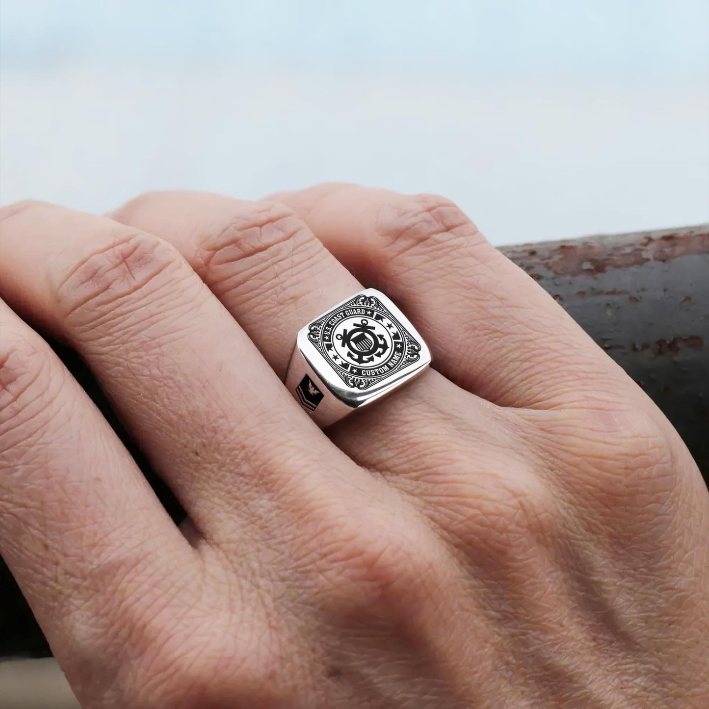 US Coast Guard – Engraved Men's Ring –  Military Honor Seal