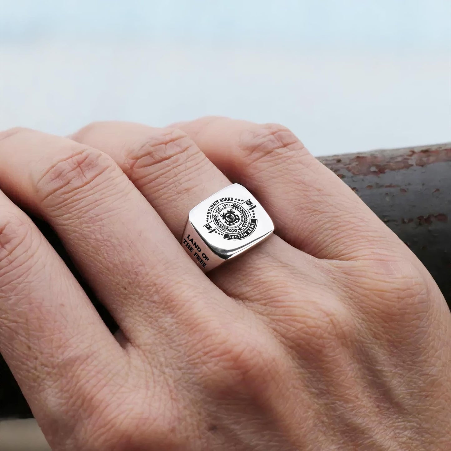 US Coast Guard – Engraved Men's Ring – Motto Legacy Signet