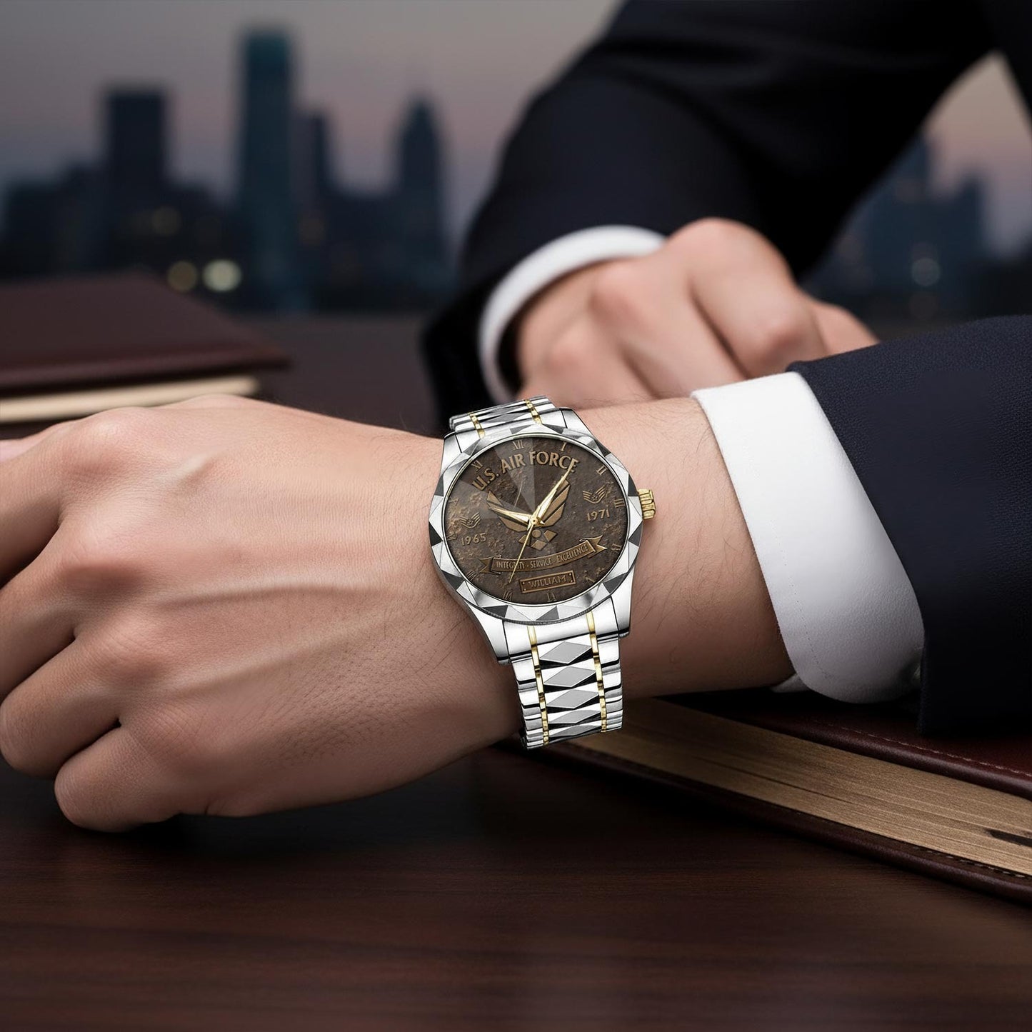 US Air Force – Diamond-Cut Bezel Watch – Bronze Legacy Crest