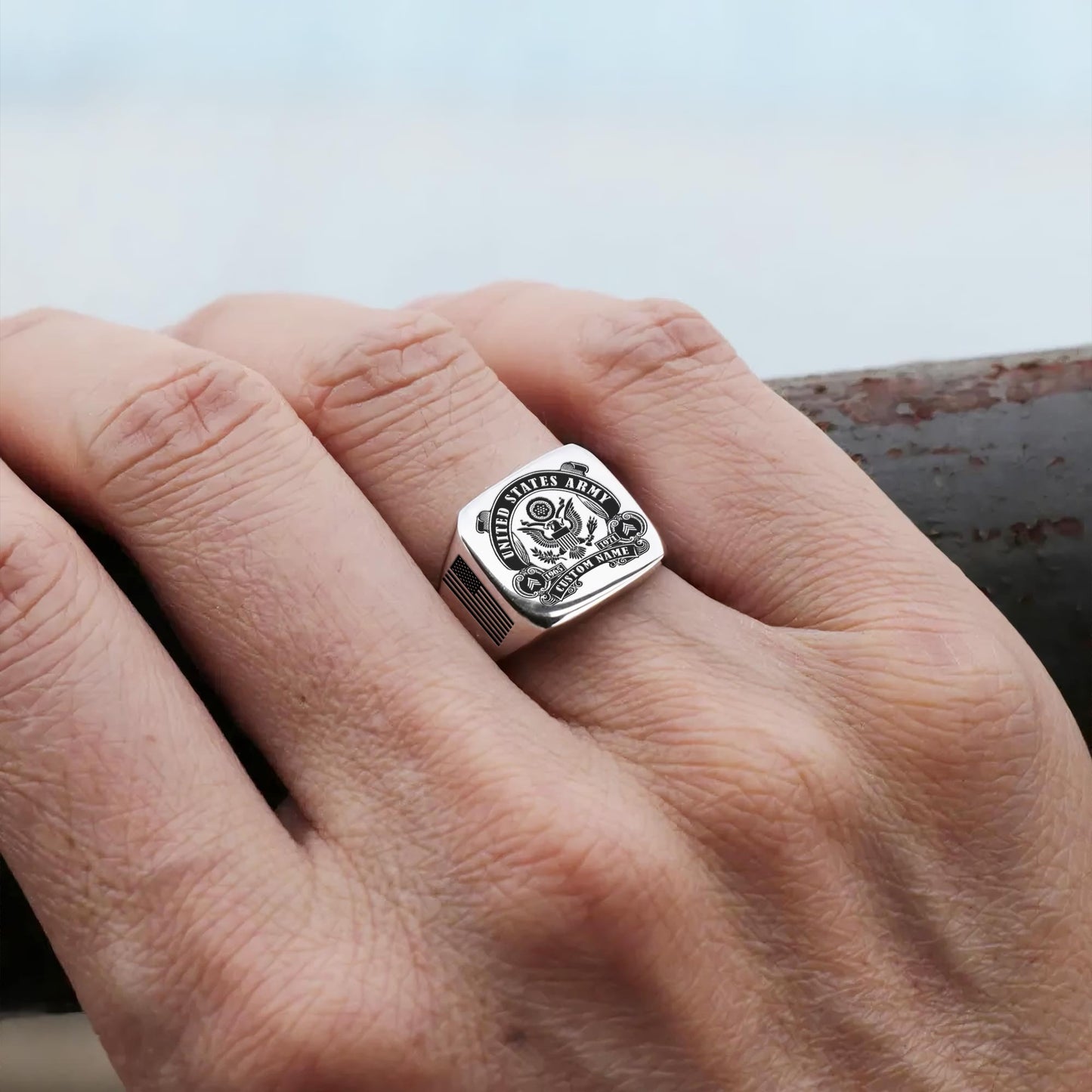 US Army – Engraved Men's Ring – Military Honor Cross Ring