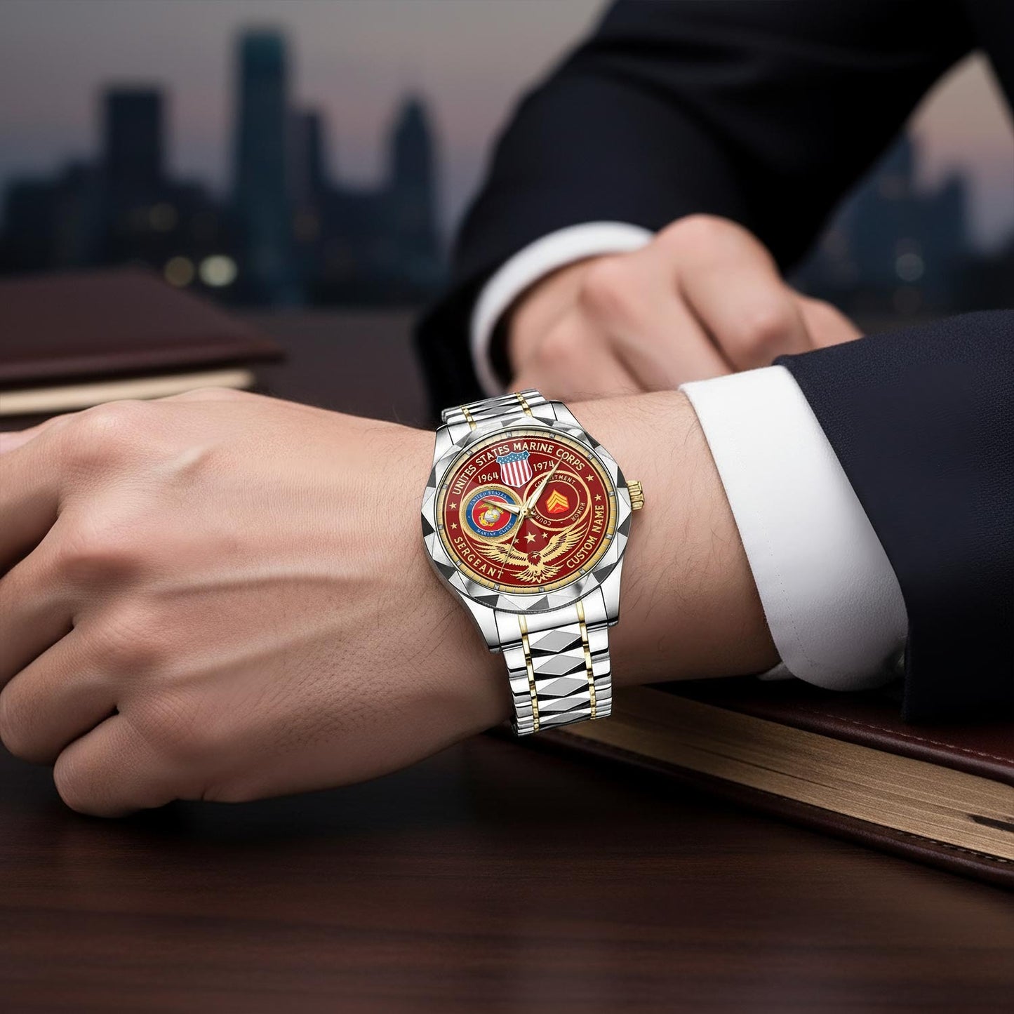 US Marine Corps – Diamond-Cut Bezel Watch – Patriot Guardian Dial