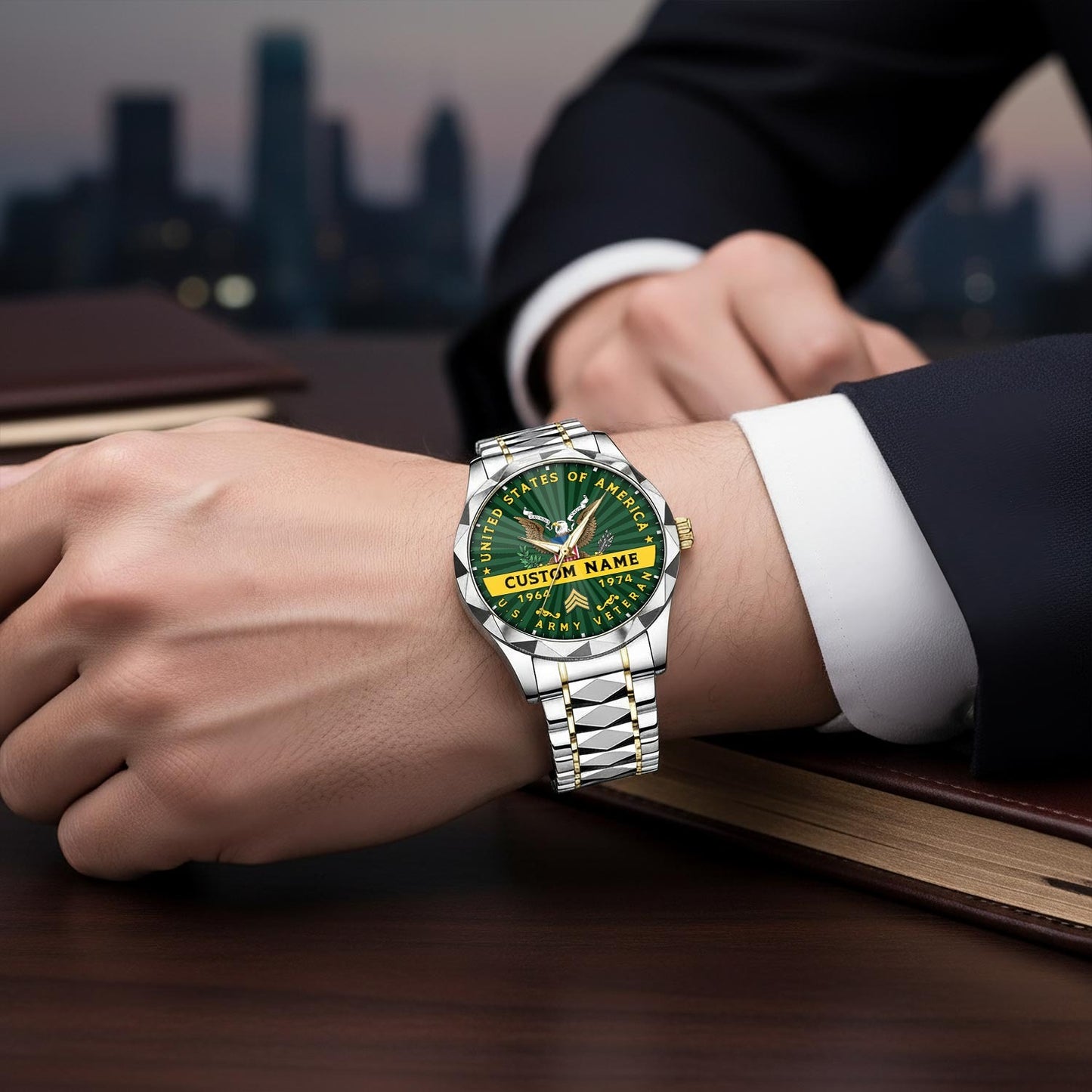 US Army – Diamond-Cut Bezel Watch – Liberty Star Crest