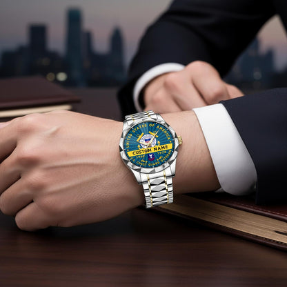 US Coast Guard – Diamond-Cut Bezel Watch – Liberty Star Crest
