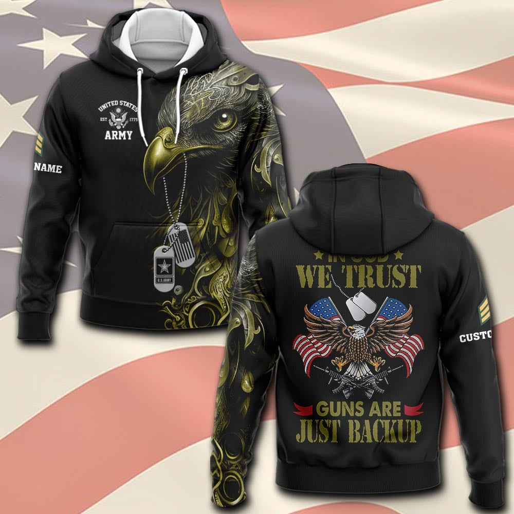 U.S Army – T-shirt – IN GOD WE TRUST-GUNS ARE JUST BACKUP