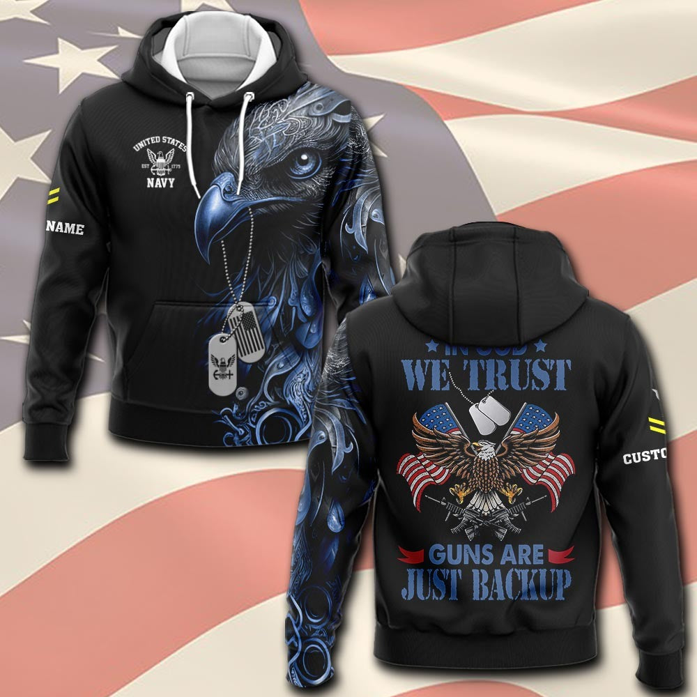 U.S Navy – T-shirt – IN GOD WE TRUST-GUNS ARE JUST BACKUP