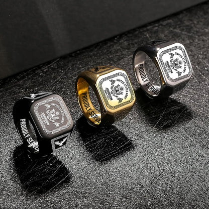 US Army – Engraved Men's Ring – Heritage Greek Crest
