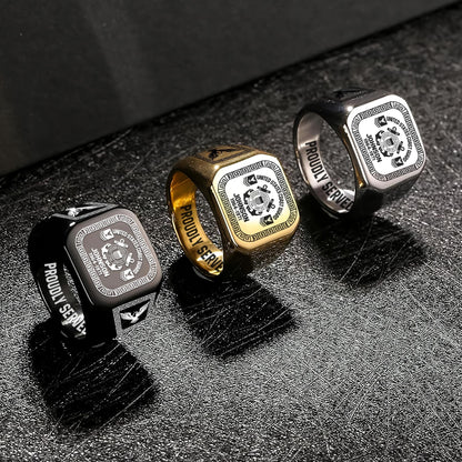 US Coast Guard – Engraved Men's Ring –  Heritage Greek Crest