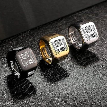 US Coast Guard – Engraved Men's Ring – Custom Rank Memorial Design