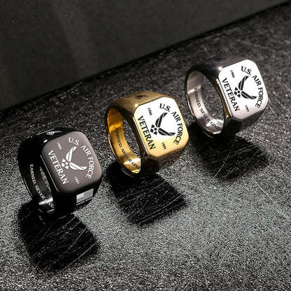 US Air Force – Engraved Men's Ring – Military Pride Badge
